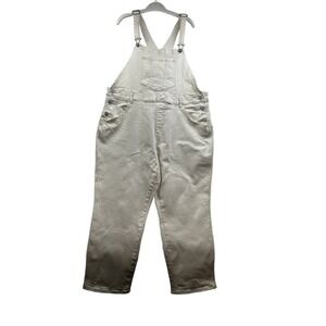 Old Navy‎ Denim Bib Overalls Womens 18 Petite Cream Stretch Cotton Workwear Chic